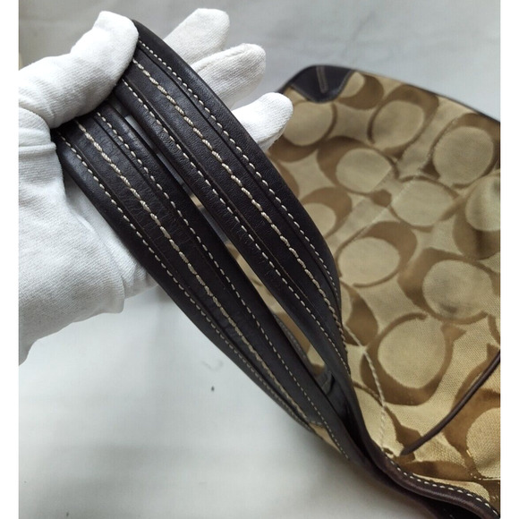 Coach Chelsea Signature Brown Canvas Leather Trim Double Handles Shoulder Bag - Picture 4 of 16